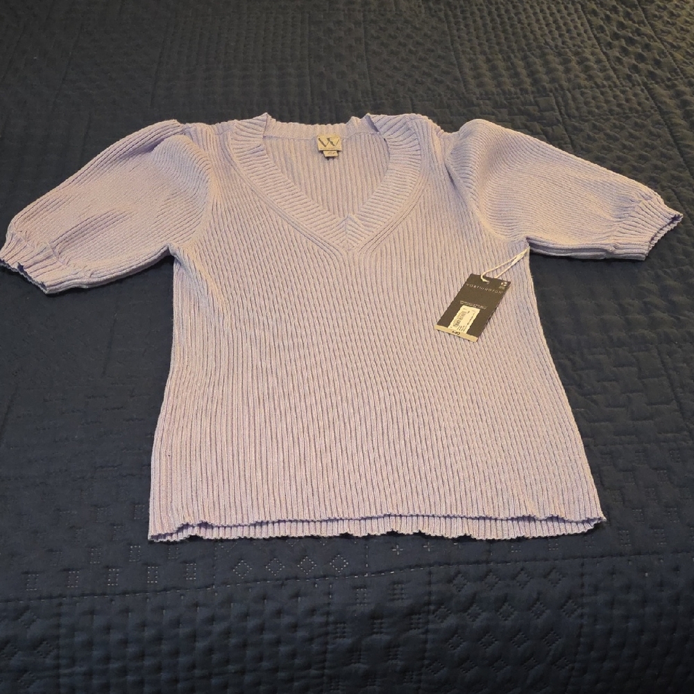 **FINAL SALE**NWT WORTHINGTON LADIES V-NECK LAVENDER SWEATER. **DONATE 04/19**